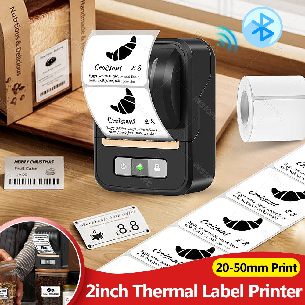 INSTOFC N20 Mini Bluetooth Thermal Label Printer 20-50mm