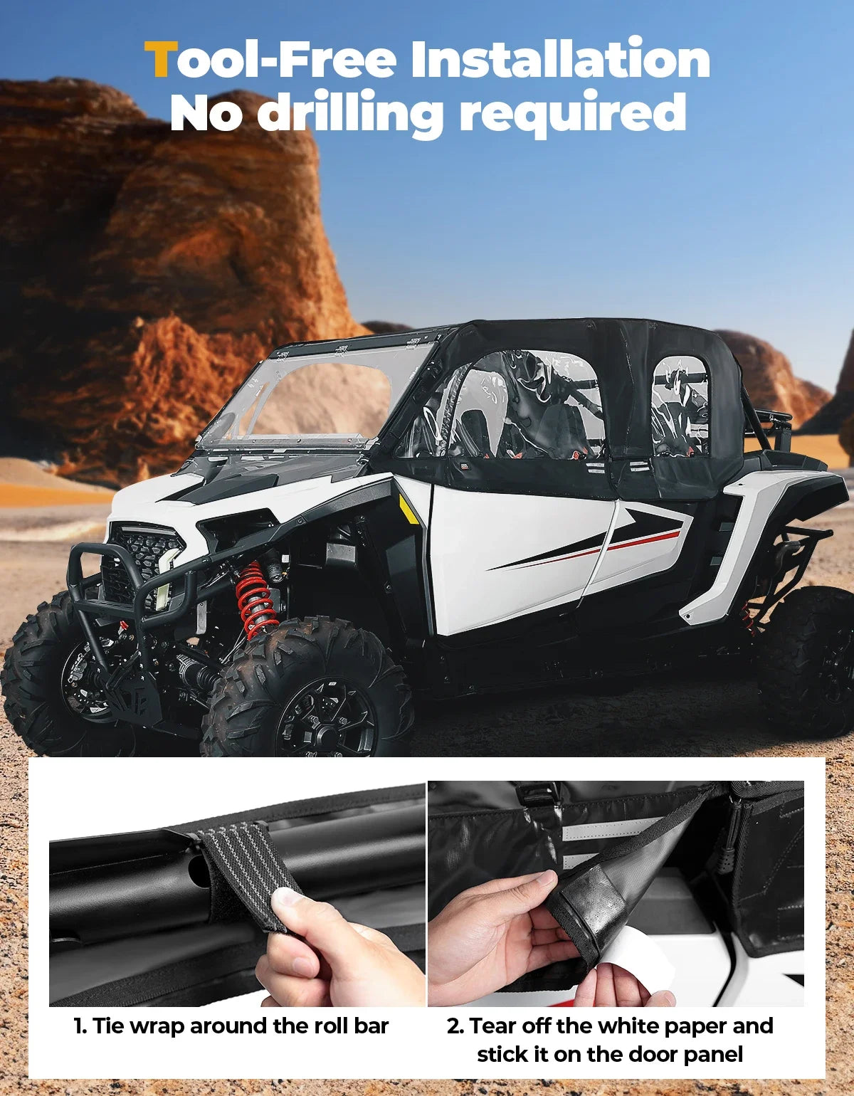 KEMIMOTO Soft Cab Enclosure Kit – Polaris RZR XP 4 1000 2024+ UTV Cab Enclosure Kit Nixie