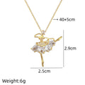 Ballet Dancer Pendant Necklace | Gold Stainless Steel Clavicle Chain Pendant Necklace Nixie XL1200-357