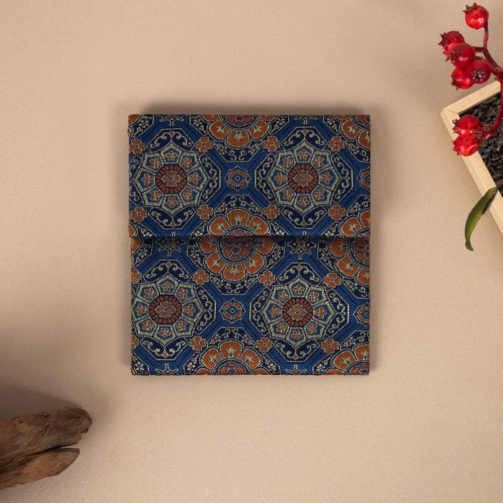 Vintage Brocade Jewelry Bag – Handmade Double Layer Pouch Jewelry Storage Bag Nixie Navy Blue