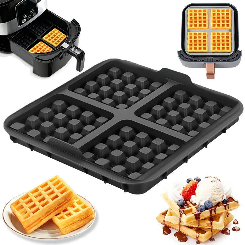Square Waffle Mold Non-Stick Baking Pan for Air Fryer Waffle Baking Mold Nixie