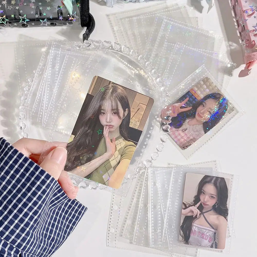 A8 Kpop Photocard Binder | Star Glitter PVC Loose-Leaf Album