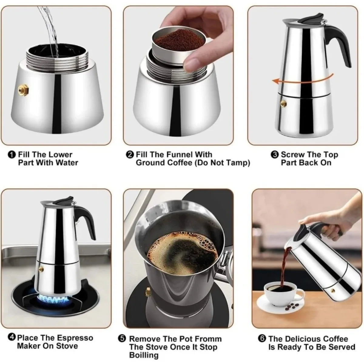 Portable Stainless Steel Moka Pot – Espresso & Tea Maker Moka Pot Coffee Maker Nixie