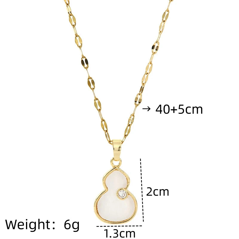 Chinese Style Mother-of-Pearl Gourd Pendant Necklace Pendant Necklace Nixie