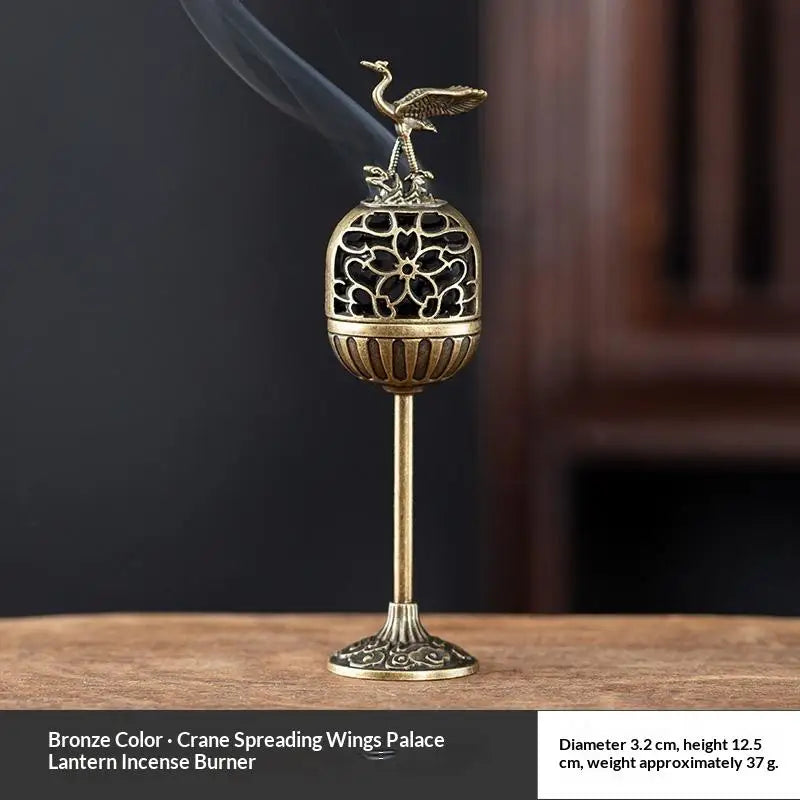 Alloy Hollow Deer Crane Incense Burner – High-Foot Décor Censer Incense Burner Nixie A1