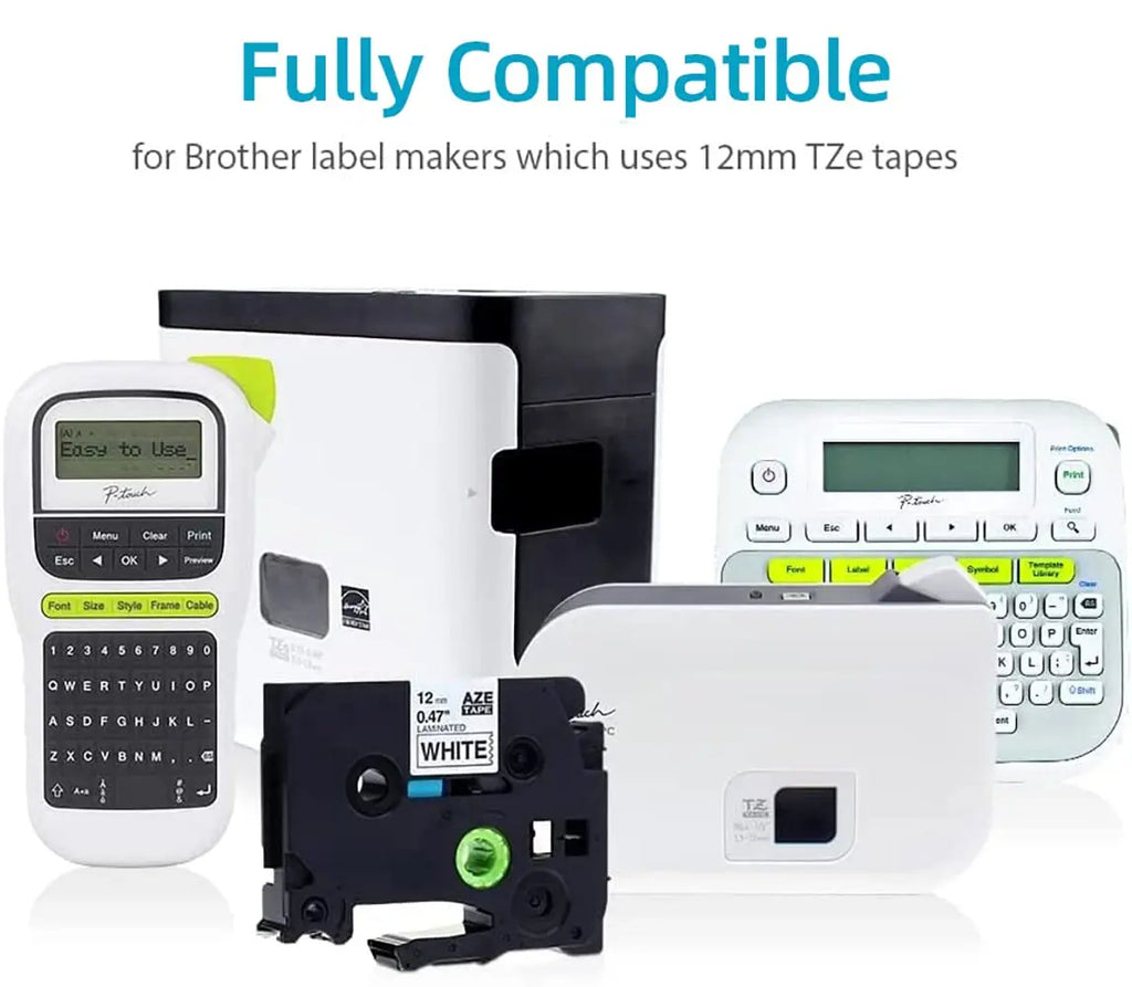 Labelife 5-Pack TZe 12mm Label Tape – Brother P-Touch Compatible