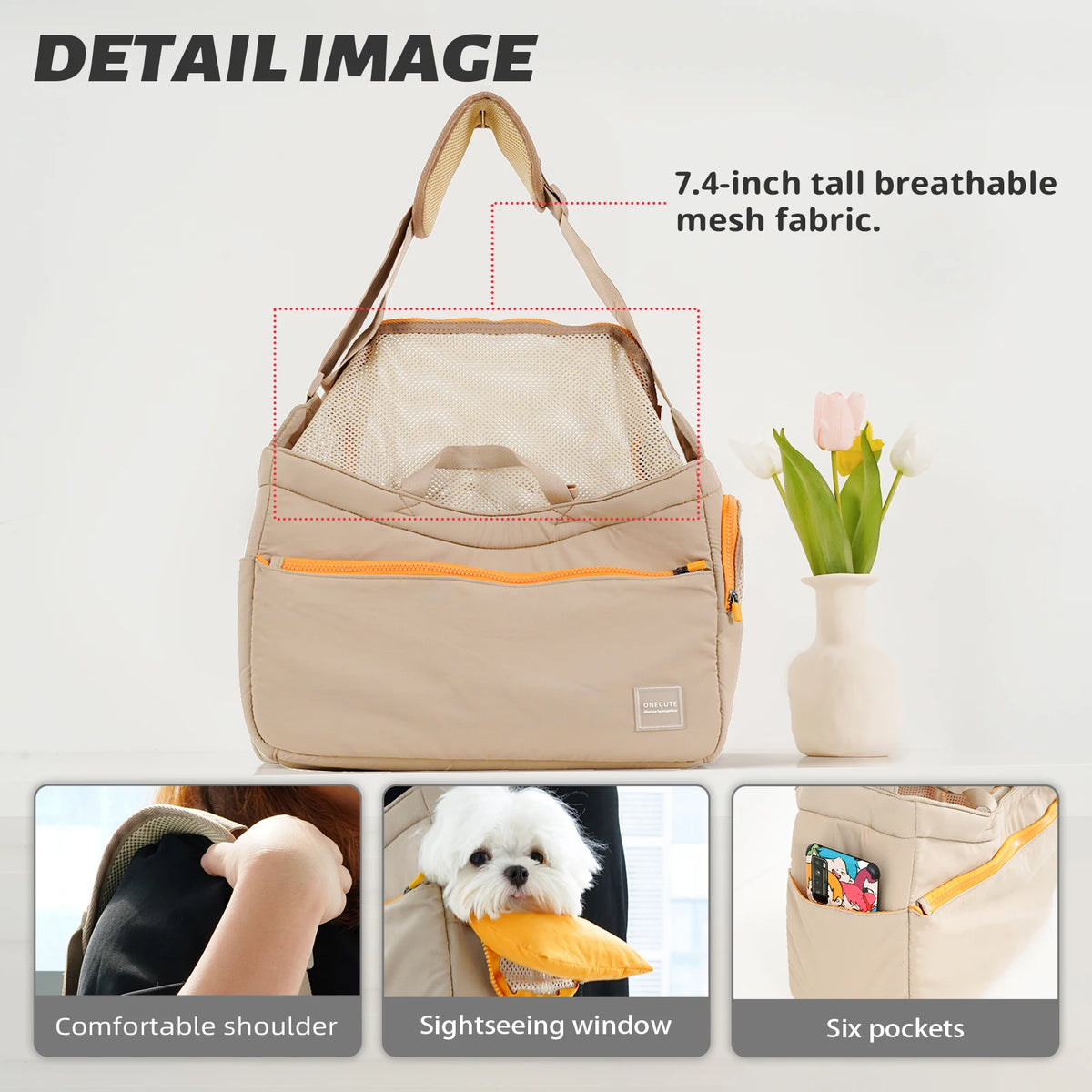Onecute Pet Carrier Shoulder Bag for Small Dogs | 3-Way Carry Dog Carrier Bag Nixie