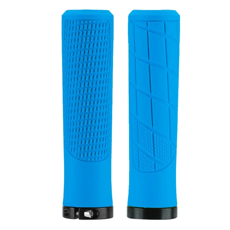 MTB Lock-On Handlebar Grips – Non-Slip Rubber & Alloy Cuffs Bicycle Handlebar Grips Nixie Blue