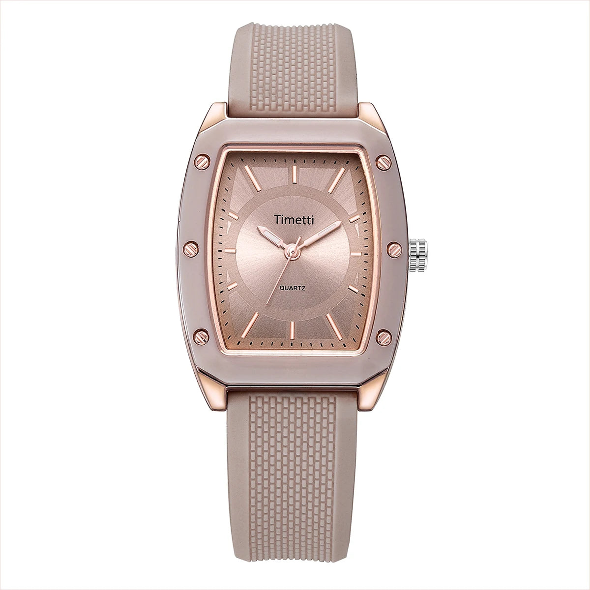 Timetti Square Quartz Watch – Silicone Strap Casual Style Quartz Wrist Watch Nixie khaki