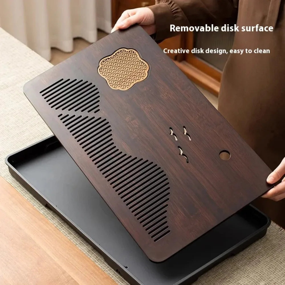 Bamboo Gongfu Tea Tray with Drainage & Water Storage Tea Ceremony Tray Nixie