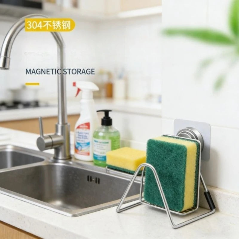 304 Stainless Steel Sponge Drain Rack – Magnetic Kitchen Shelf Kitchen Drain Rack Nixie