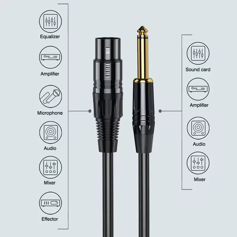 6.35mm 1/4" TS to XLR Instrument Cable | Guitar Patch Cord Instrument Audio Cable Nixie