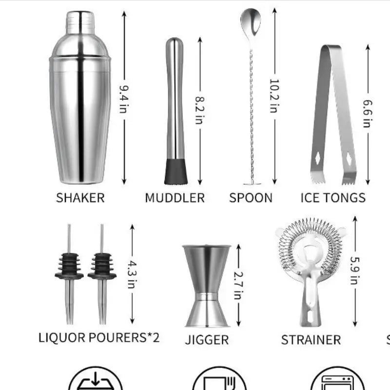 Nixie Stainless Steel Cocktail Shaker Bartender Set – 3/8 Piece Cocktail Shaker Set Nixie