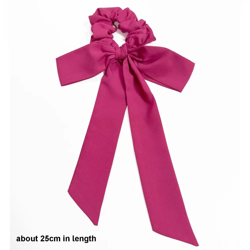 Elastic Bow Hair Tie Scrunchie with Long Ribbon Tails | Soft Fabric Bow Hair Scrunchie Nixie
