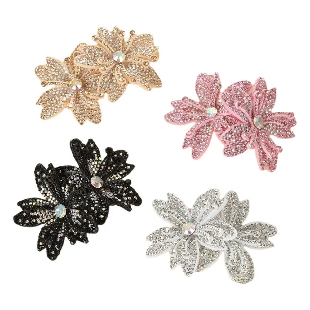 3D Rhinestone Rose Patch Pair | Sparkling DIY Fabric Appliqué