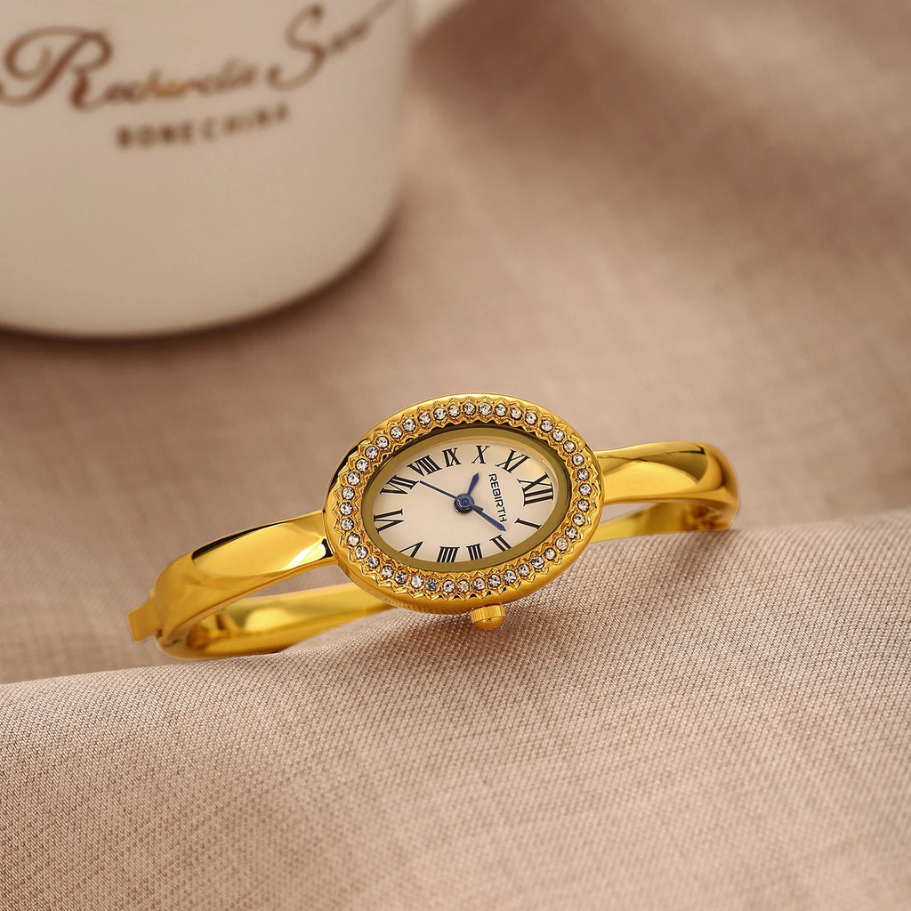 REBIRTH Retro Oval Quartz Watch – Casual Alloy Fashion Watch Quartz Fashion Watch Nixie