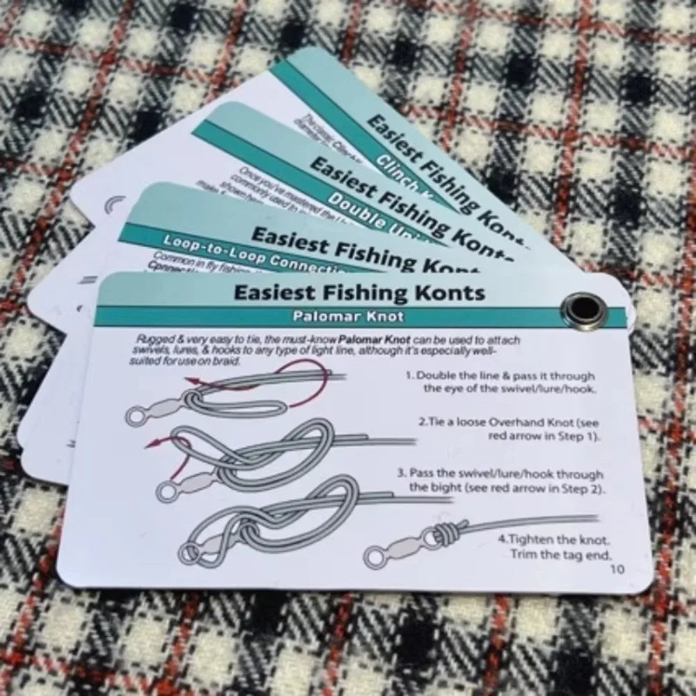 Waterproof Fishing Knot Guide Card Set with Carabiner Clip Fishing Knot Guide Nixie