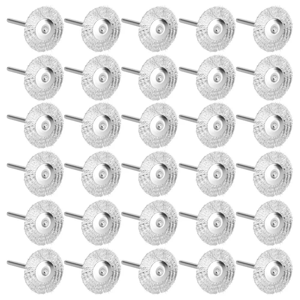30pcs T-Shape Wire Brush Wheel Set – 3mm Shank Rotary Tool Rotary Tool Brush Nixie
