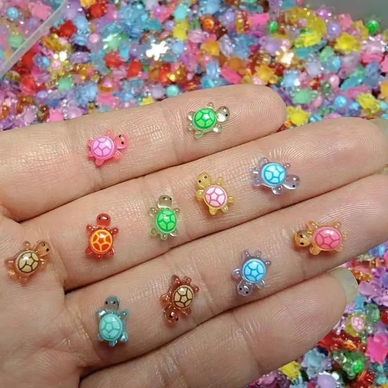 100Pcs Glow in the Dark 3D Turtle Nail Art Charms | Resin Nail Art Charms Nixie