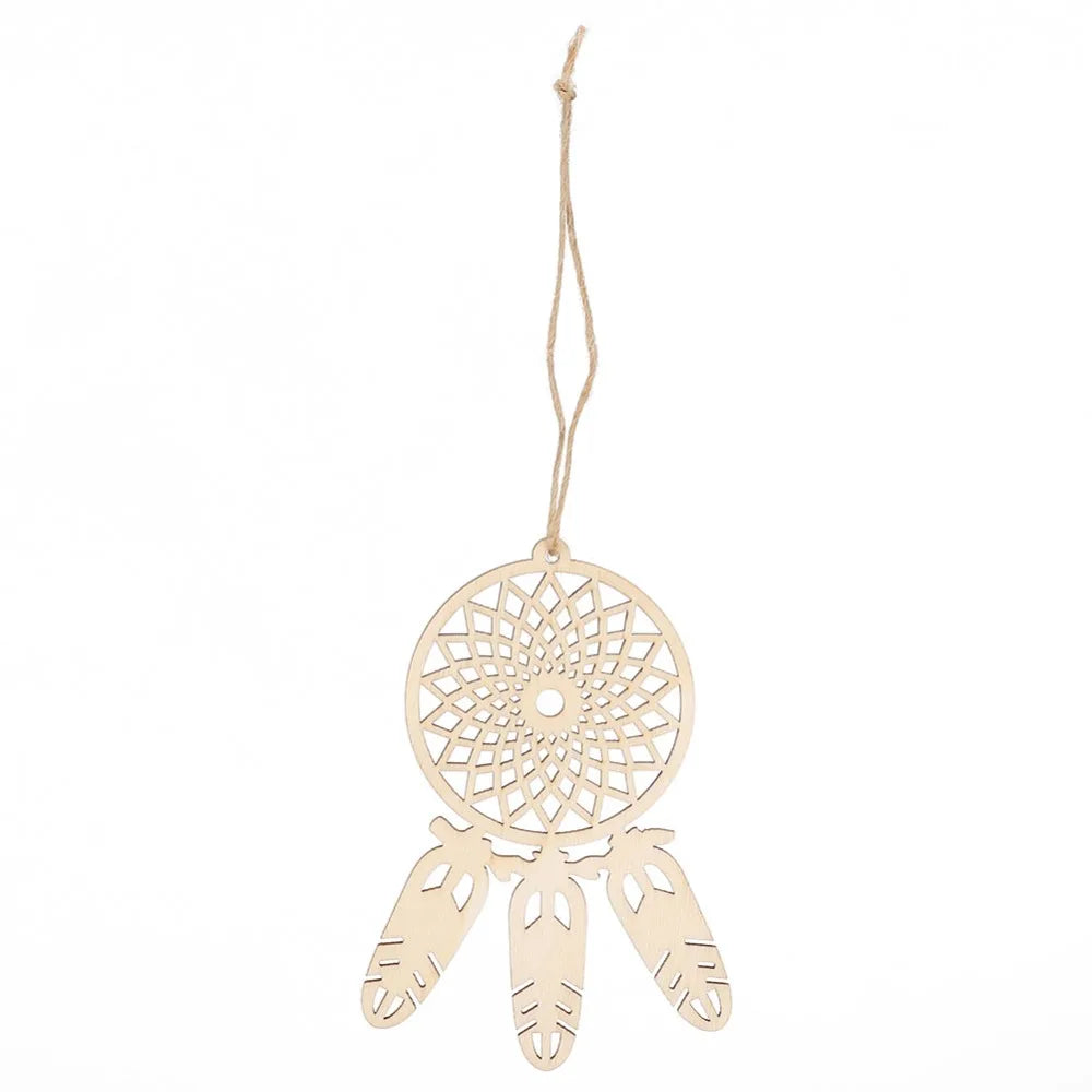 20pcs Unfinished Wood Dreamcatcher Ornaments – Boho DIY Kit Wood Craft Ornaments Nixie