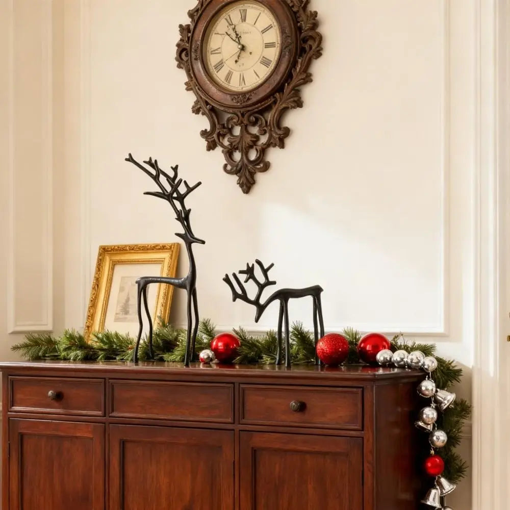Black Reindeer Christmas Tabletop Sculpture | Modern Deer Ornament Christmas Tabletop Sculpture Nixie
