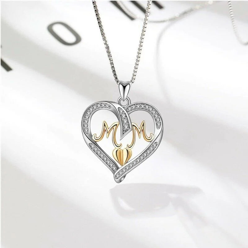 Silver Plated Zircon Heart Pendant Necklace | Gift for Mum Pendant Necklace Nixie
