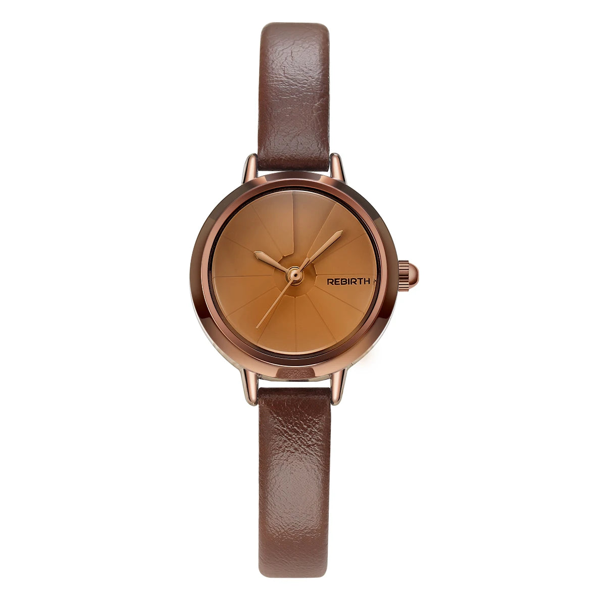 REBIRTH Retro Quartz Watch – Leather Band, Compact Daily Wear Quartz Wrist Watch Nixie Coffee