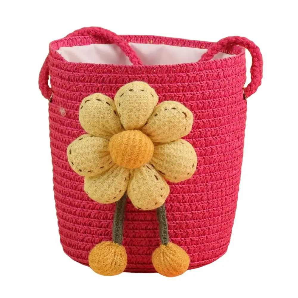 Floral Straw Bucket Bag – Women's Woven Crossbody Bag Woven Crossbody Bag Nixie
