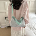 Korean Color-Block Canvas Pillow Bag – Shoulder & Underarm Bag Canvas Shoulder Bag Nixie green