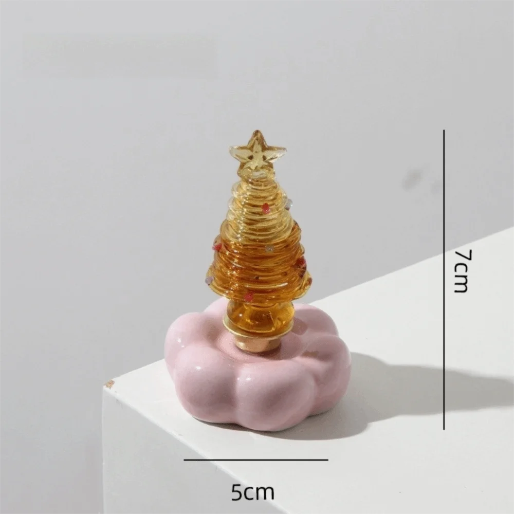 Glass Christmas Tree Figurine with Rotating Display Base