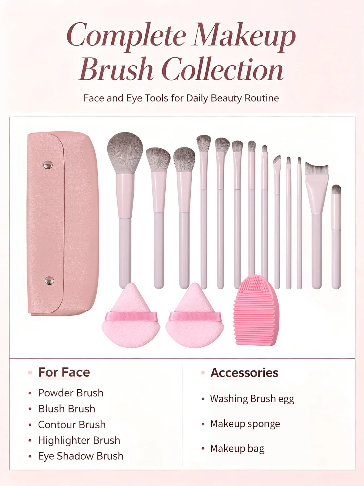 17-Piece Professional Makeup Brush Set – Soft Fluffy Bristles Makeup Brush Set Nixie