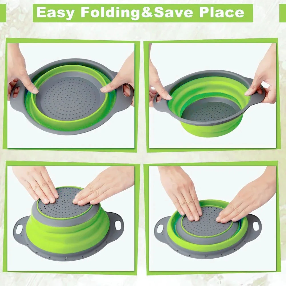 Collapsible Silicone Drain Basket – Foldable Fruit & Veggie Strainer Colander Strainer Basket Nixie