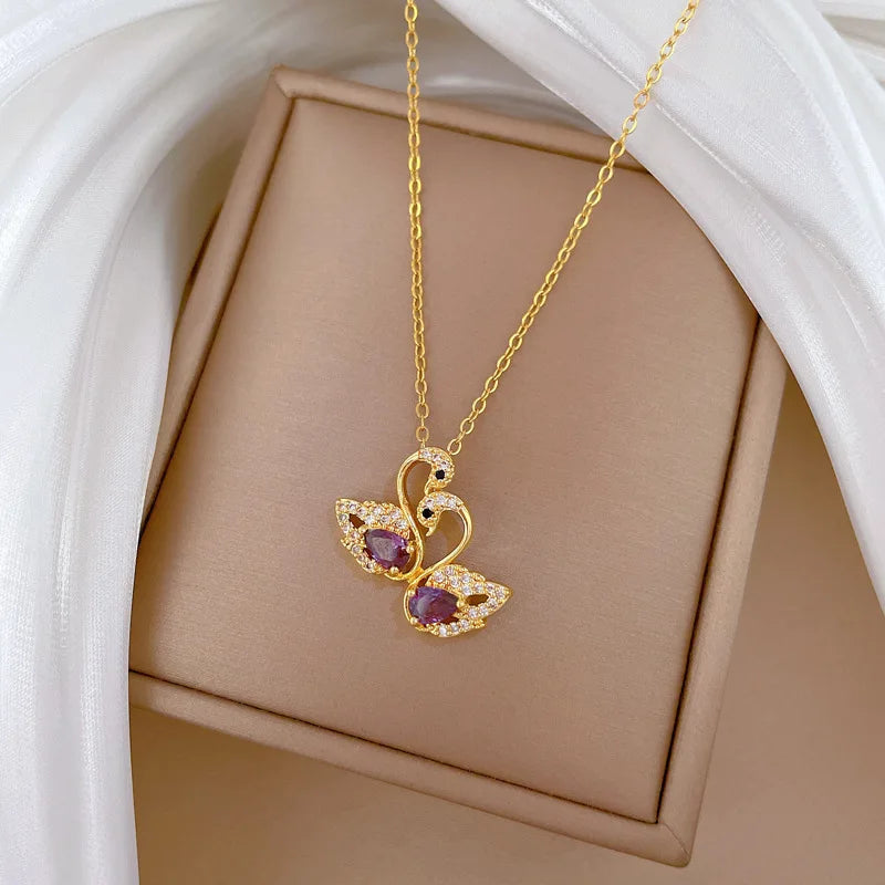 Swan Duckling Pendant Necklace – Dainty Gold Clavicle Chain Pendant Necklace Nixie
