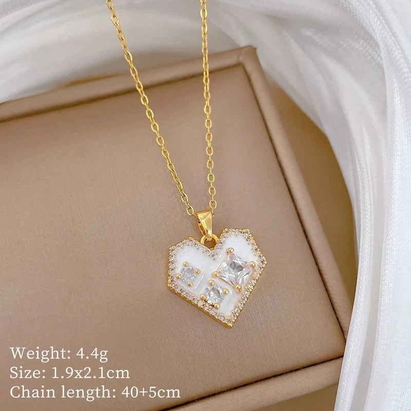 Heart Pendant Choker Necklace Gold Stainless Steel | Nixie Pendant Choker Necklace Nixie XL2606-264