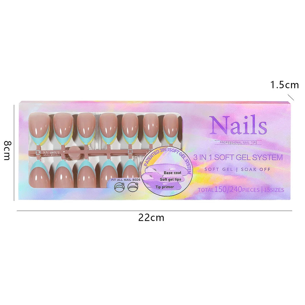 150pcs French Press On Nails – Medium Short Fake Nail Tips Press On Nails Nixie