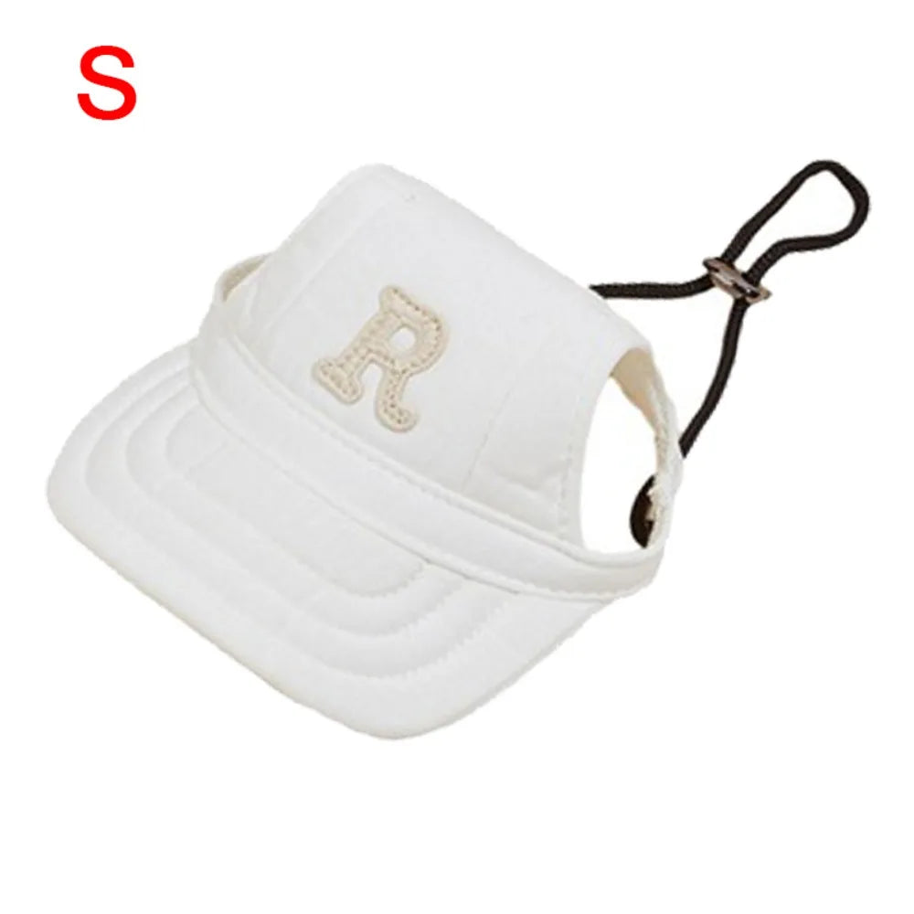 Adjustable Embroidered Dog Baseball Cap with Ear Holes Pet Baseball Cap Nixie White S