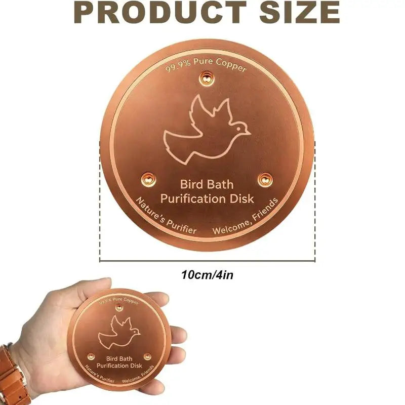 Copper Bird Bath Cleaner Disc – Natural Water Purifier & Decor Bird Bath Accessory Nixie