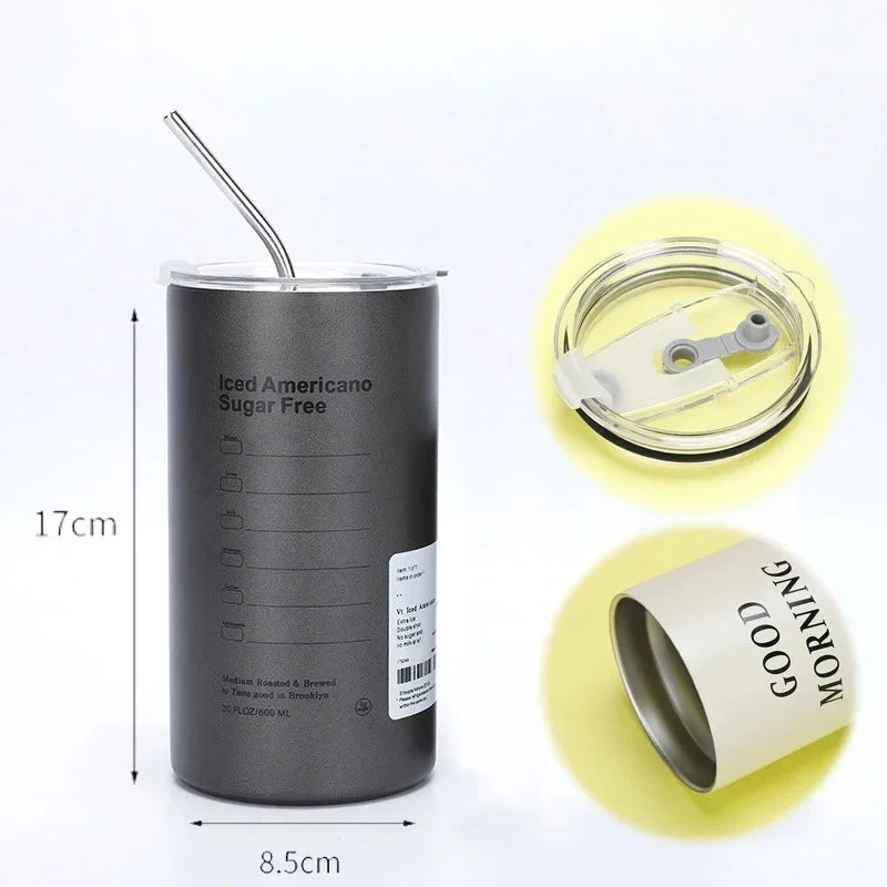 304 Stainless Steel Insulated Tumbler with Straw 600ml