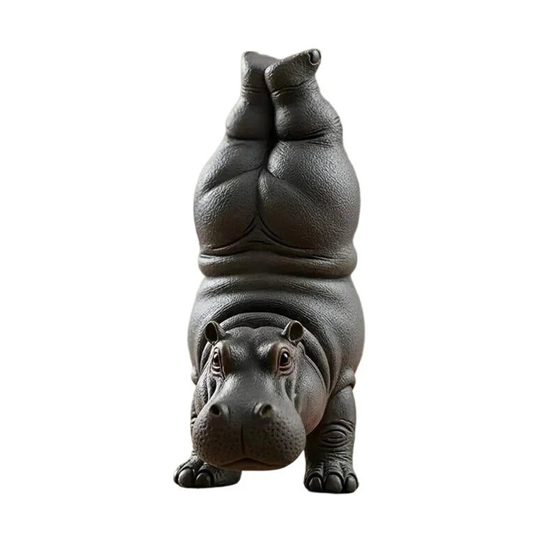 Yoga Hippo Statue – Handcrafted Resin Hippopotamus Figurine