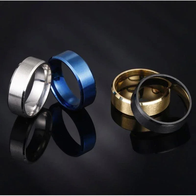 8mm Stainless Steel Plain Band Ring – Unisex Gold Silver Black Blue Plain Band Ring Nixie