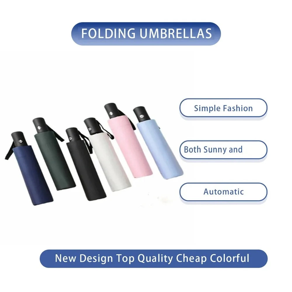 8-Rib Auto Folding Windproof Travel Umbrella | One-Touch Open Folding Travel Umbrella Nixie