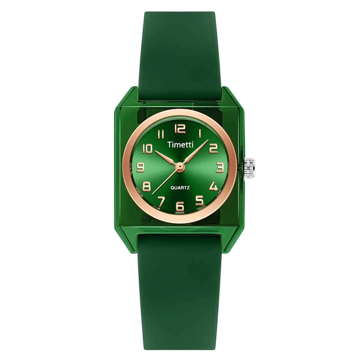 Timetti Women's Square Quartz Watch – Casual Silicone Strap