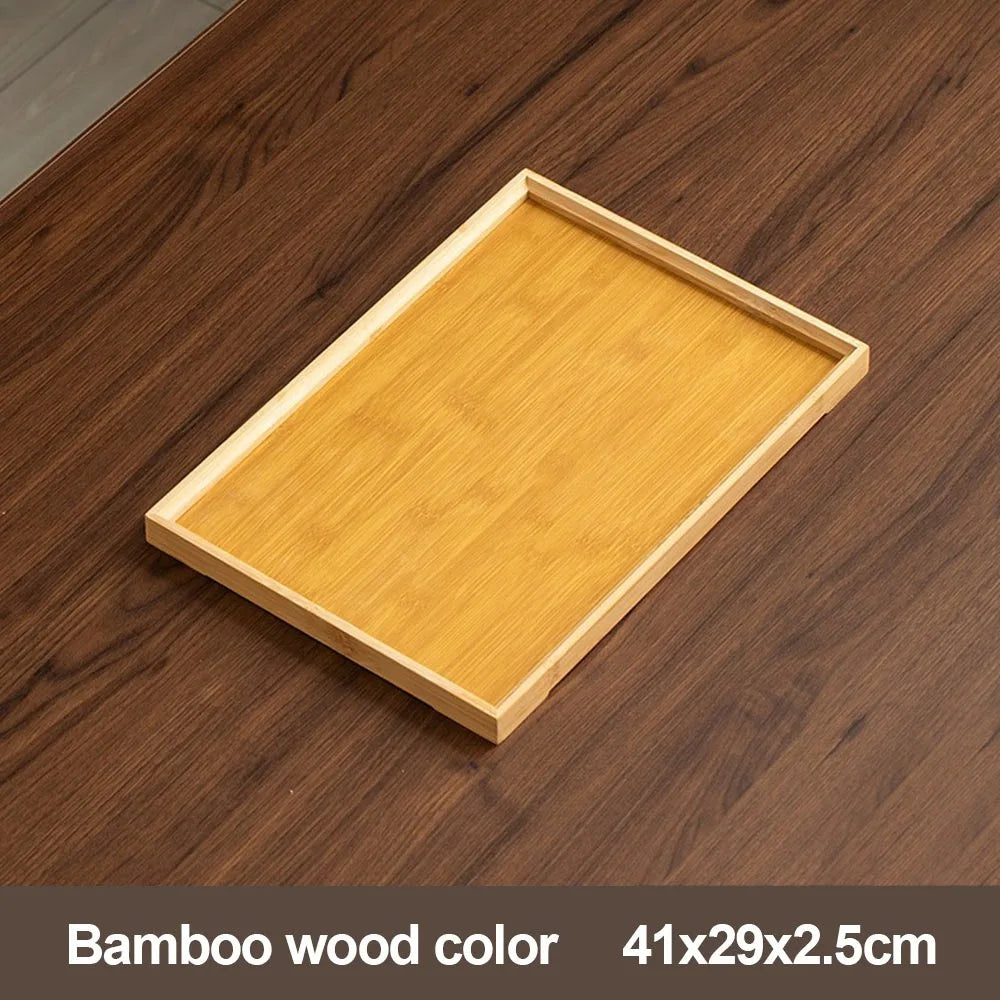 Natural Bamboo Serving Tray | Retro Rectangular Wood Tray