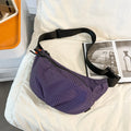 Plaid Canvas Dumpling Bag – Large Crossbody Shoulder Bag Crossbody Shoulder Bag Nixie BB-612-Purple Extra Large