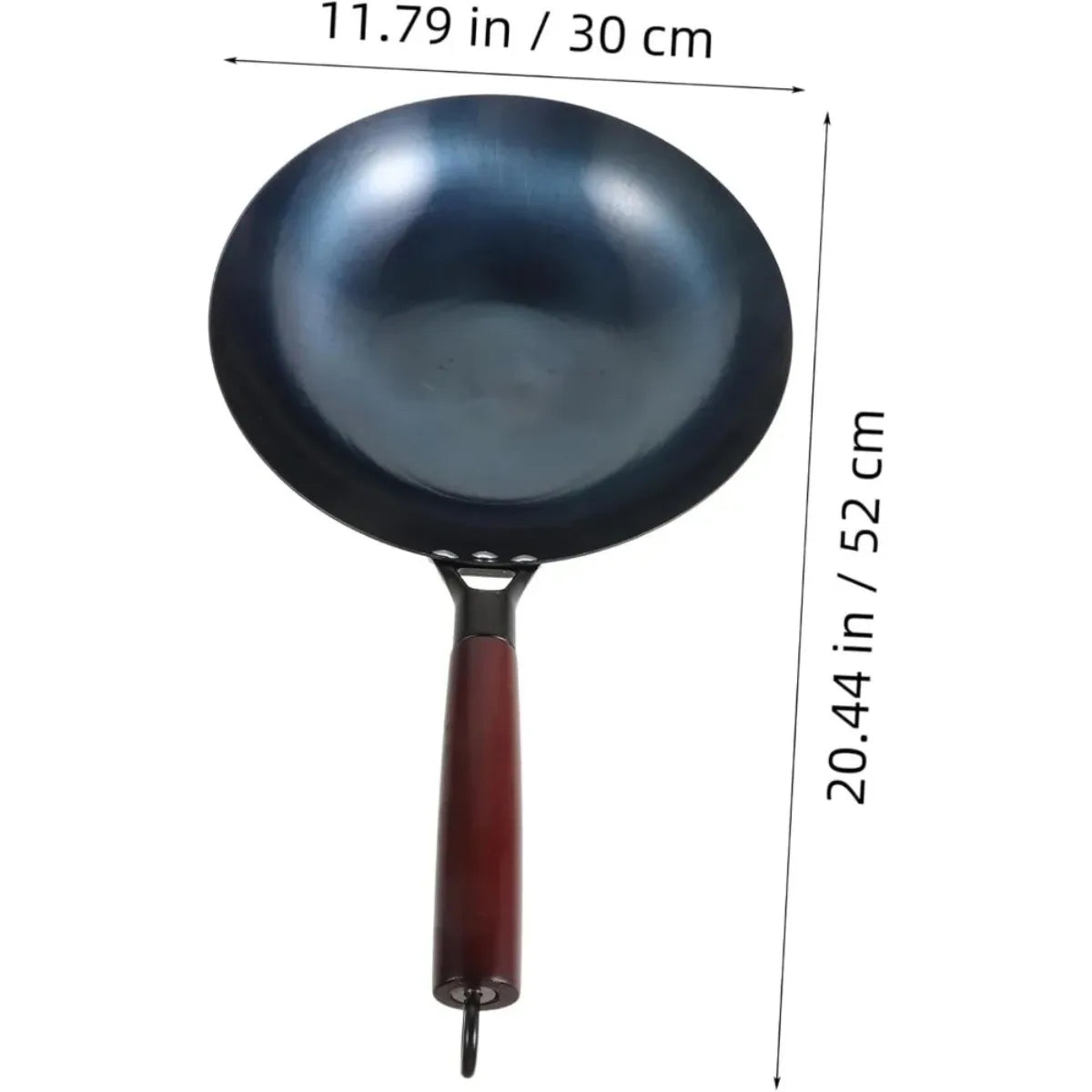 FEB.WIND 30cm Hand-Forged Iron Wok – Uncoated, Wooden Handle