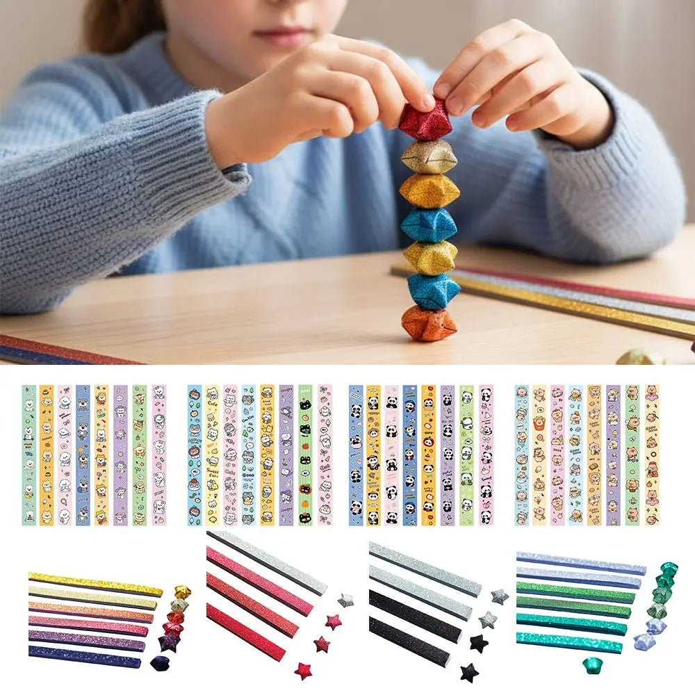 540 Lucky Star Origami Paper Strips – Colorful Kids DIY Craft Origami Craft Paper Nixie
