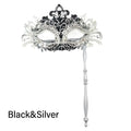 Mardi Gras Phoenix Masquerade Mask with Holding Stick Costume Masquerade Mask Nixie black-silver