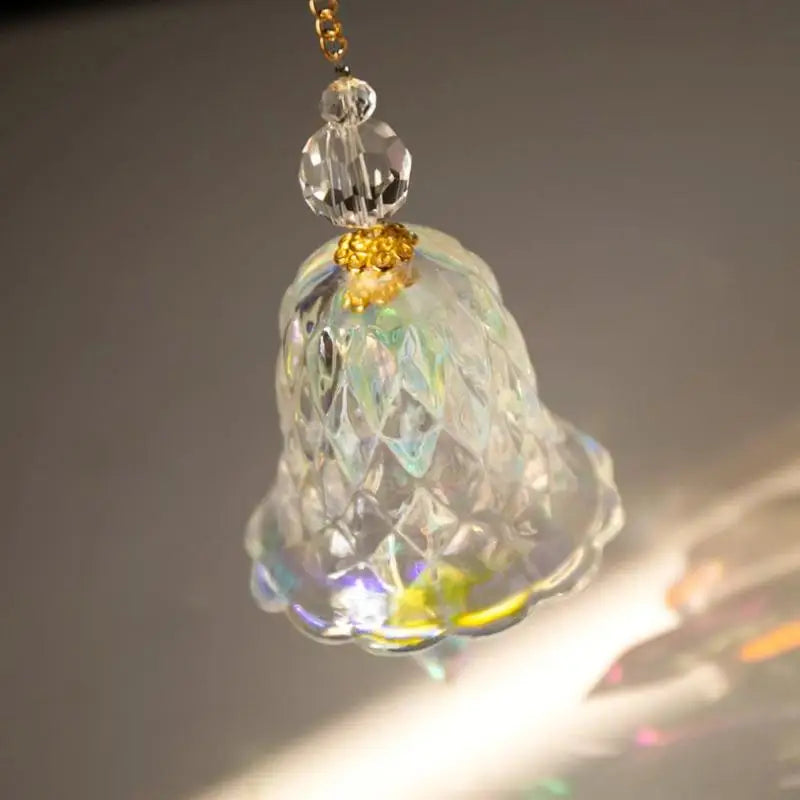 Crystal Glass Bell Wind Chime Prism Suncatcher Boho Decor Wind Chime Suncatcher Nixie