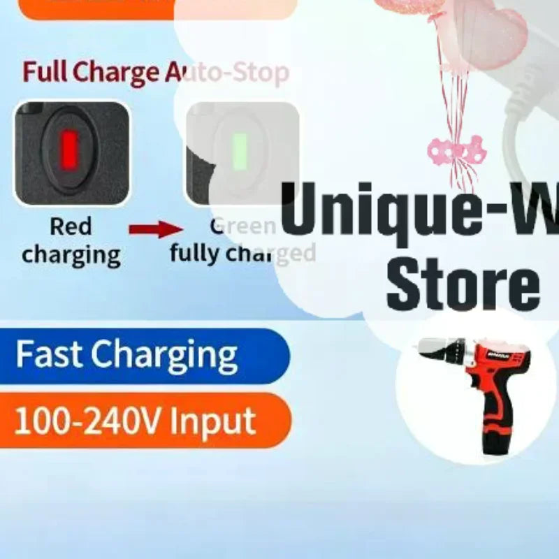 21V Smart Fast Charger for Cordless Drill & Power Tool Batteries Power Tool Charger Nixie 100V-240V US Plug