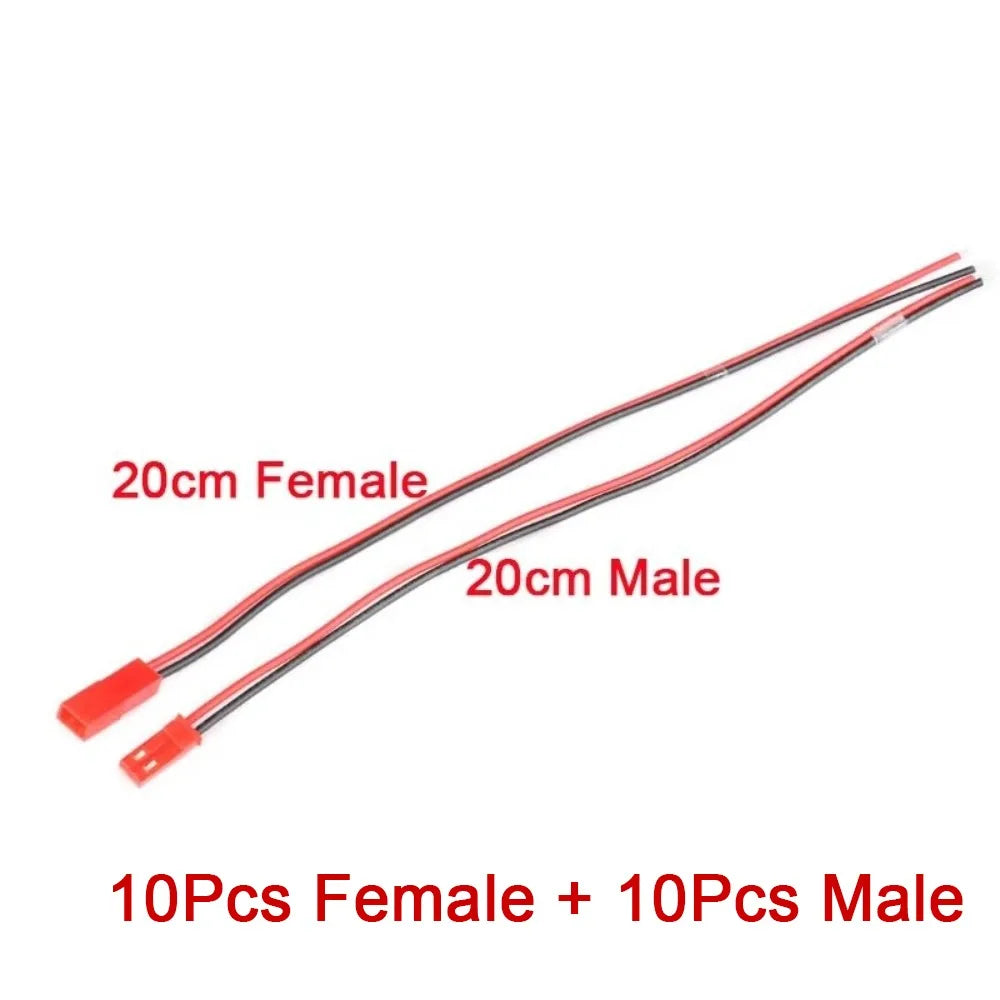 10 Pairs 22AWG JST 2-Pin Male Female Connector Cable JST Connector Cable Nixie 10PCS-10CM10PCS-20CM